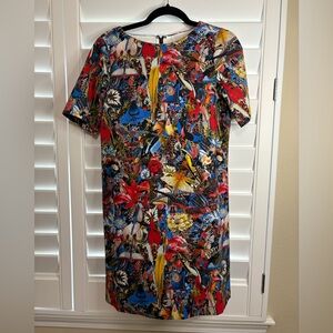 Alice + Olivia Red and Blue Sheath Midi Dress